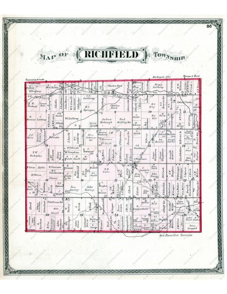 Historic map of Richfield Township showing original land parcels